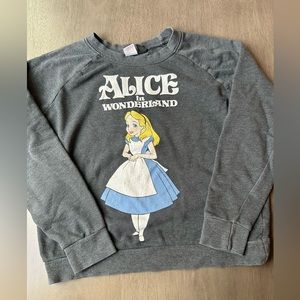 Disney Alice in wonderland crew neck gray sweater